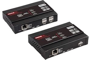 TreasLin 4K HD KVM USB Extender, KVM Over TCP/IP Over CAT5e/ CAT6, One to Many POE-328ft(100m), Receiver with USB 2.0 port4 Supper HD Lossless Ultralow Latency Audio/Video KVM Extender(TSV563)