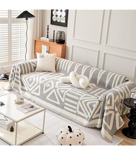 Copridivano Jarapa Home Scozzese - Cotone E Poliestere, 180x260 Cm, Bianco Ecru - Foto 3