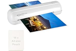 SINCHI A4 Laminator, 75-125 Micron, Thermal Laminating Machine with 10 Pouches, Jam Release Lever, 30-Min Auto Shut-Off, Easy One-Click Operation, Compact for Home, Office, and School