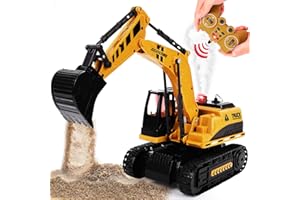 FORMIZON Excavadora Teledirigida para Niños, 12 Canales Tractor con Spray Remoto, 1:12 Escala con LED y Sonido, Juguete Interior para 6+ Años