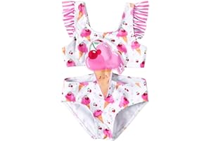 PATPAT Traje de baño de una pieza para niña con corte de estilo - Modeste traje de baño para 2-6 años