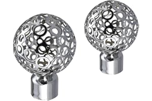 Your Home Online Metal Curtain Pole Rod Pack of 2 Finials/Ends for 19mm 28mm Diameter Poles Chrome (Set Of 2 Osaka Finials, 28mm)