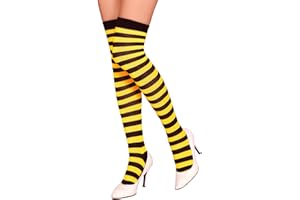 Krautwear®, Women's, Striped, Tight-high Stockings, Ring Stockings for Carnival, Fancy Dress, Cosplay, 80s