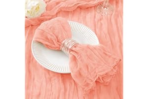 DeZerlor 12Pack Coral Cloth Napkins Boho Rustic Gauze Cheesecloth Napkins Bulk 21"x21" Soft Cotton Linen Dinner Napkins for Valentine's Day Wedding Bridal Baby Shower Daily Use