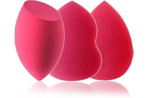 TCPENG® Makeup Sponge for Blending Liquid Foundation, Cream & Powder - Easy to Clean, Super Soft & Non Latex Beauty Blender Concealer Applicator (3 Pack Rose Red)