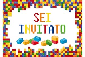 Edition Colibri 10 inviti per festa di compleanno; motivo: Blocchi di costruzione colorati/inviti di compleanno per bambini/in Italiano (11073 IT)