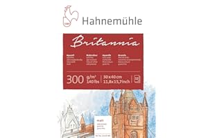 Hahnemühle Britannia Aquarellblock, mattes naturweißes Aquarellpapier, 300 g/m², 12 Blatt, 30 x 40 cm