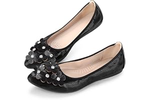 Kivors Womens Ballet Flats Shoes Rhinestone Wedding Ballerina Fold Up Shoes Foldable Sparkly Comfort Slip On Ladies Loafers