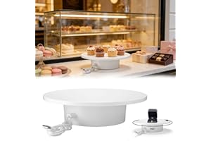 DXIA Espositore Girevole Elettrico Con Telecomando, Piattaforma Rotante Elettrica Per Fotografia, Base Girevole Elettrico, Piatto Girevole Elettrico Regolabile (Bianco)