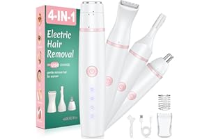 BIRCH Facial Hair Remover for Women,4-in-1 Bikini Trimmer Women,USB C Mini Lady Shavers with 4-Level Battery Indicator (25%, 50%, 75%, 100%) Eyebrow Razor,Nose Trimmer,for Face Nose/Ear Body,Easy to Clean