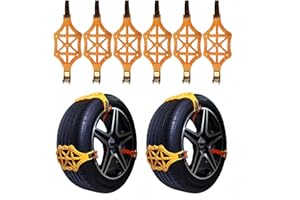 FS-PINGXIANG Snow Chains for Car, 6 Pack TPU Tire Chains, Adjustable Universal Emergency Anti Slip Snow Chains for Trucks/SUV/ATV for Ice Snow Mud Sand (Tire Width 6.5-10.8"/165-275mm)