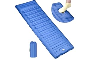 BOOTEEK Esterilla Camping Autoinflable, 12CM Colchon Hinchable Indivudual con Bomba de Pie y Almohada, Portátil Colchoneta Camping Ultraligero Esterilla Hinchable para Viajes, Exteriores, Senderismo