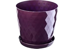 KADAX Pot de Fleurs en Plastique avec Soucoupe Intégrée, Pot de Plante pour Une Décoration Florale Moderne dans l'espace Interieur (16 cm, Violet)
