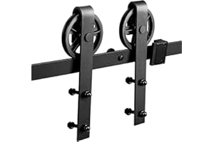 Daromigo Juego completo de herrajes para puerta corredera, 183 cm (183 cm) para puertas correderas, riel de puerta corredera, sistema de puertas correderas hasta 200 kg, Big Wheel
