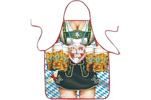 VemeFufu Oktoberfest, Christmas, Beer Festival Apron - Red, One Size Fits All - Waist, Novelty, Cartoon - Adults, Social Event Enthusiasts - Kitchen/Cooking