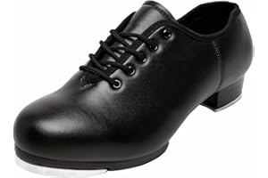 BOKIMD Mens Split Sole Jazz Tap Dance Shoe Black Leather Dance Shoe