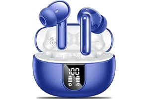 AOVOCE Bluetooth Headphones, In-Ear Headphones, Wireless Bluetooth 5.3 with 42H Deep Bass, Sports Headphones with 4 Microphones, Waterproof Headphones with ENC Noise Reduction, LED Display, USB-C,
