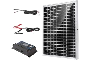 Nicesolar Kit Pannello Solare 20W, 12V Monocristallino 20A Controller per la Casa Caravan per Camper Sul Tetto