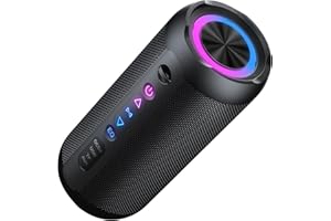 TAOPODO Bluetooth Speaker with Light, 30 W Music Box, Portable Bluetooth Box with IPX7 Waterproof, Dual Bass Drivers, 30 Second Battery, RGB Lights, TWS Pairing, AUX, TF Card, Suitable for Outdoor/Party