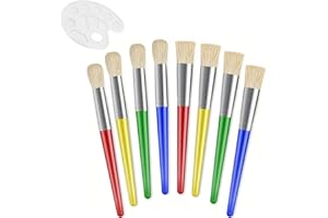 ‎QLEBAO Kinderpinsel Set, 8 Stück, Malpinsel mit Runder und Flacher Spitze, Abwaschbar, für Vorschulkinder