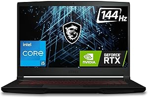 MSI GF63 Thin, Intel Core i5-11260H, 40CM FHD 144Hz Gaming Laptop (16GB/512GB NVMe SSD/Windows 11 Home/Nvidia GeForce RTX 305