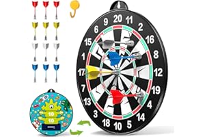 Doloowee Lot de 14 fléchettes magnétiques Double Face pour Enfants, Grande Taille, Jouets pour garçons avec 12 fléchettes, Jeux de fête d'intérieur et d'extérieur, Cadeaux pour Enfants de 4, 5, 6, 7,