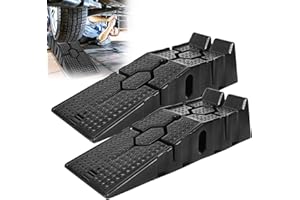 YUENFONG Rampa di carico in plastica, 2 pezzi, piattaforma di sollevamento, 2500 kg di portata max., per auto e furgoni, colore nero