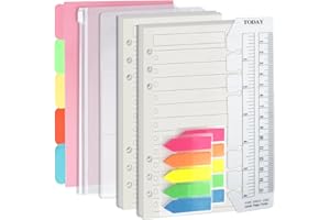 Harphia A6 6 Holes Binder Refill Value Set, 90 Sheets Loose Leaf Paper with Stickers and dividers, Planner Inserts with Binder Pockets for refillable Notebook (Todo, A6)
