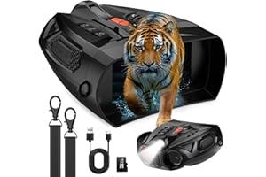DEROSKO Jumelle Vision Nocturne - Écran HD 4", Zoom 10X, 4K, Portée 800M, Batterie 5000mAh, Carte Mémoire 32GO, Lunette Infrarouge pour la Chasse, l'agriculture, la Sécurité, Etc.