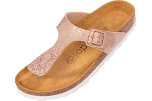 Palado tongs femme cuir Kos - mule femme été moderne avec semelle en liège naturel - chaussures pour femmes avec semelle en daim fin - sandale orthopedique avec séparateur d'orteils