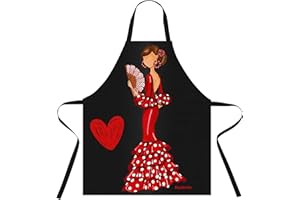 IllustrArte Delantal cocina mujer con diseño flamenco – 100% poliéster lavable – 78x65 cm – hecho en España