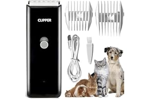 Favrison Tosatrice professionale per cani con 2 lame per tagliare i peli di animali domestici, ricaricabile, senza fili, per cani, gatti, conigli (nero)