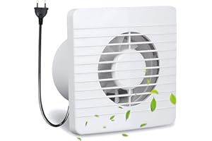 Hose Vary 150mm Extracteur d'Air, 25W 250m³/h Ventilateur de Fenêtre Mural avec 1m Prise UE pour Salle de Bain, Toilette, Cuisine, Garage, Grenier