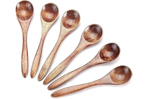 YSTrillion Cuchara de Madera,6 Piezas Cucharas Madera Pequeñas Natural,Cucharas De Madera De Estilo Japonés,Cucharas de Sopa para Miel,Café,té,Accesorios de Cocina 14 * 3cm