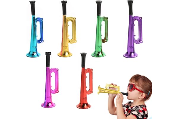 JINJUMEI 6 Pcs Trompettes Corne Plastique, Trompette Noise Maker, Instruments De Musique en Plastique, Trompette Cheerleading Corne Jouets, Jouets pour Anniversaires Carnavals Fêtes et Événements