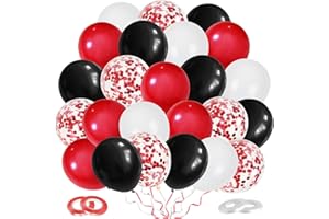 Dudu Cream Luftballons Rot Weiß Schwarz Set, 60 Stück Luftballons Rot Konfetti, Hochzeit Hochzeitsballons, Helium Balloons für Geburtstag Valentinstag Hochzeit Verlobung Abschluss Deko, 12 Zoll