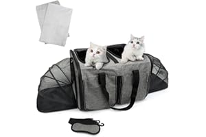Furryilla Expandable Soft Sided Pet Carrier for 2 Cats/Dogs, Large Double Cat Carrier for Veterinary Visits/Hiking/Camping