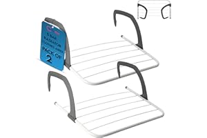 Laundry Mate Radiator Airer 5 Bars – Over Door Clothes Airer 2Pack Adjustable Folding Radiator Drying Rack for Towels & Laundry, Space Saving Cloth Drying Rack for Radiators, Doors & Baths