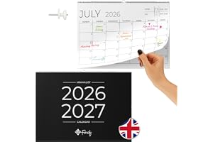 Finoly Engelsk Väggkalender från Juli 2026 till December 2027 (18 Månader)