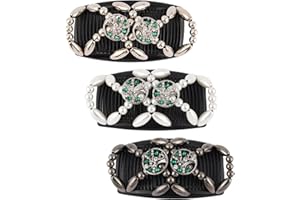 Kytpyi Double Clip Magic Elastic Beaded Hair Combs, 3PCS Double Sided Clips for DIY Hairstyling, Girls & Women Hair Accessories