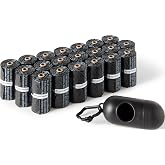 Amazon Basics Hundekotbeutel mit Spender und Leinenclip, Unparfümiert, 300 Beutel (20 Packungen mit je 15 Beuteln), Schwarz