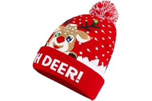 Diealles Shine czapka na Boże Narodzenie z świetlnymi diodami LED, lekka, miękka czapka beanie, ciepła czapka zimowa, świąteczna czapka dziana dla kobiet i mężczyzn oraz dzieci (czerwona)