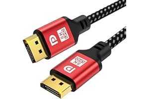 jojobnj DisplayPort Cable 2.1, DP Cable 2m 16K,10K,8K@60Hz, 4K@244Hz, 2K@240Hz,32.4Gbps，HBR3 Support 32.4Gbps, HDR 4:4:4 / HDR 20 and HDCP 2.2 for Laptop PC TV Gaming Monitor-Red