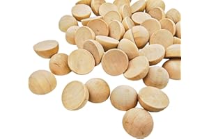 ANKTILY Lot de 50 Demi-Perles en Bois 40mm Naturel Brut - Demi-Sphères en Bois Rondes Fendues pour DIY Décoration Artisanale