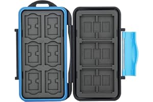 ‎FLASHWOIFE Flashwoife, 3 x CF + 12 x SDHC + 21 x Micro SD Karten Holder, Aufbewahrung SD Flash Card Case, Speicherkarten Etui Schutzbox, Hülle, spritzwasserfest, schwarz - blau