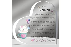 HZBLAZ Nounou Acrylique Plaques Cadeaux Fête des Mères Apprécier Anniversaire Coeur Signe Femme Décoration Maison Retraite Souvenirs Noël Mignon Chat Nounou Amour Rappel Souvenir