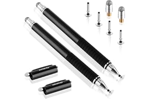MEKO Capacitive Stylus Pen / Styli (Disc and Fiber Tip 2-in-1 Series) for All Touch Screen Cell phones Tablets (Black)
