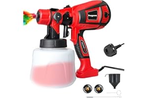 PSOGPONE Pistola per Verniciare,Pistola a Spruzzo Elettrica,Motore da 600W con Contenitore di Vernice da 1200 ml,3 Ugelli in Rame,3 Modelli di Spruzzo,Pistola per Verniciare Muri/Cabina/Giardino/Autovetture