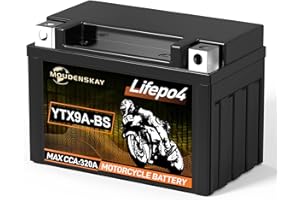 MOUDENSKAY Batterie Lithium Moto 12V Lithium Powersports Batterie avec BMS,Batterie Moto LiFePO4 (YTX9A-BS 12.8V 4Ah 400CCA) pour motos, ATV, UTV, scooters, véhicules nautiques, etc.