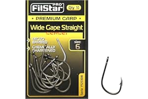Pro FILSTAR 10 Anzuelos de Pesca N6 Wide Gape Straight - Anzuelos de Pesca Carpa - Carpfishing - Pesca Mar - Method Feeder Fishing Hook - Pesca Accesorios - Articulos de Pesca - Kit de Pesca – Pescar